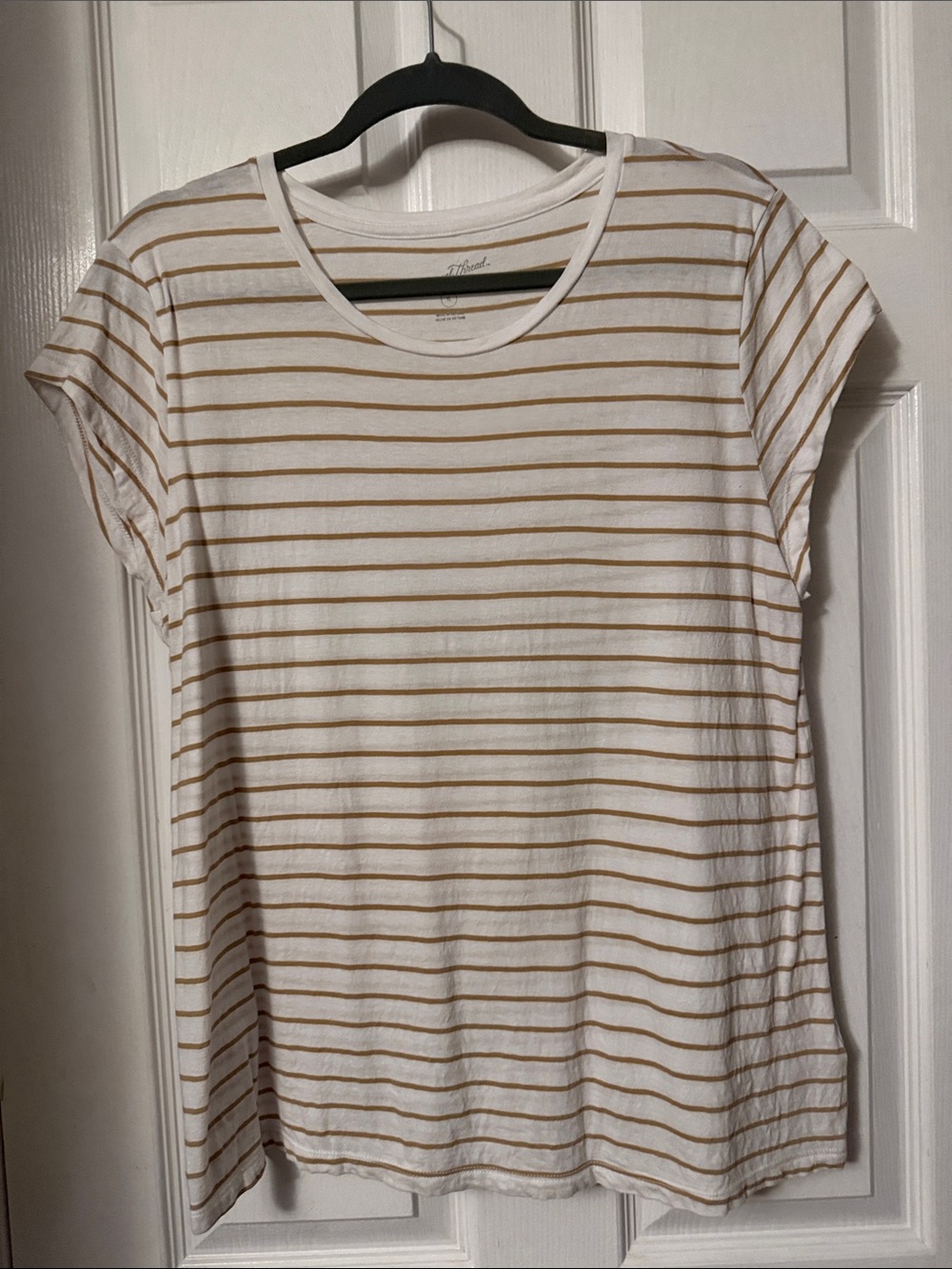 Universal Thread White & Gold Striped Tee